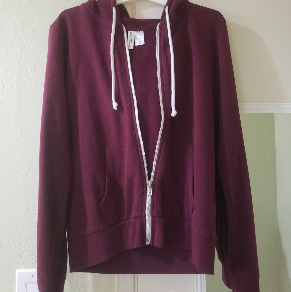 Dark Red Zip Up Hoodie